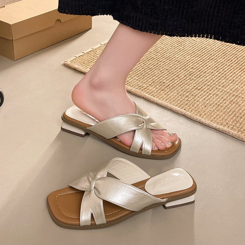 Damen elegante Mules mit modischem Knoten-Design R&B