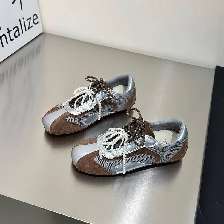 Damen modische Sneakers mit elegantem Sportdesign und hochwertigem Materialmix R&B