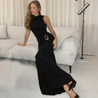 Damen Langermiges Maxikleid mit raffiniertem Raffungselement R&B