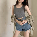 Damen Crop-Top aus atmungsaktiver Baumwolle mit schmalem Schnitt