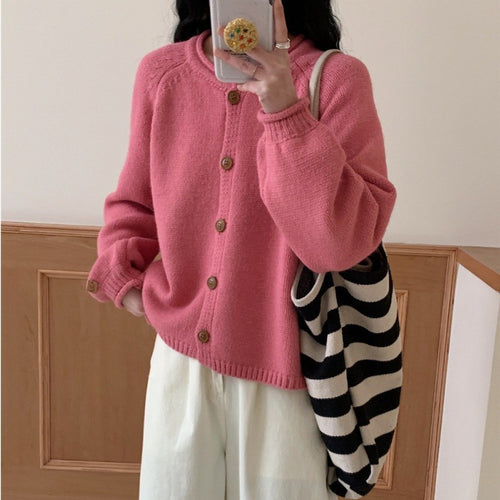 Damen Strickjacke mit asymmetrischem Schnitt und großzügigen Ballonärmeln R&B