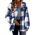 Damen Flauschige Karojacke mit Druckknopfverschluss und praktischen Taschen R&B