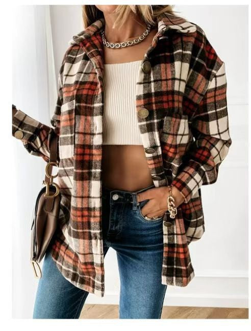 Damen Karierte Overshirtjacke R&B