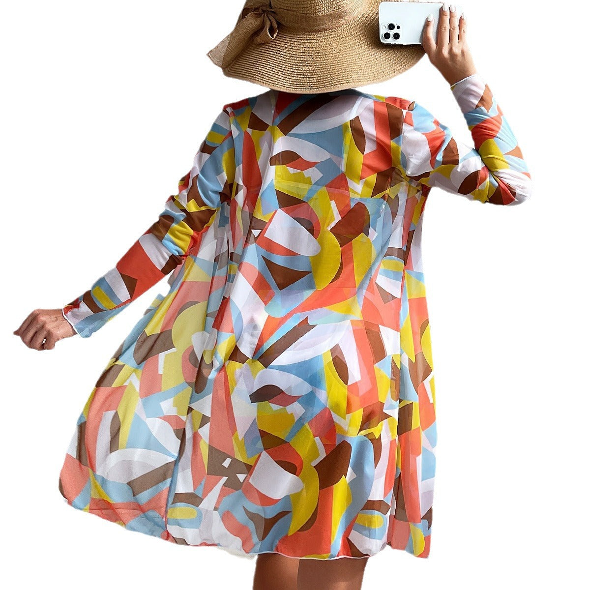 Damen Strandset mit floralem Kimono und Crop-Top R&B