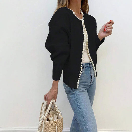 Damen Strickjacke mit Perlenbesatz R&B