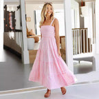 Damen Maxikleid mit feinen Streifen und elastischem Oberteil R&B