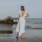 Damen luftiges Strandkleid mit Bindegürtel R&B