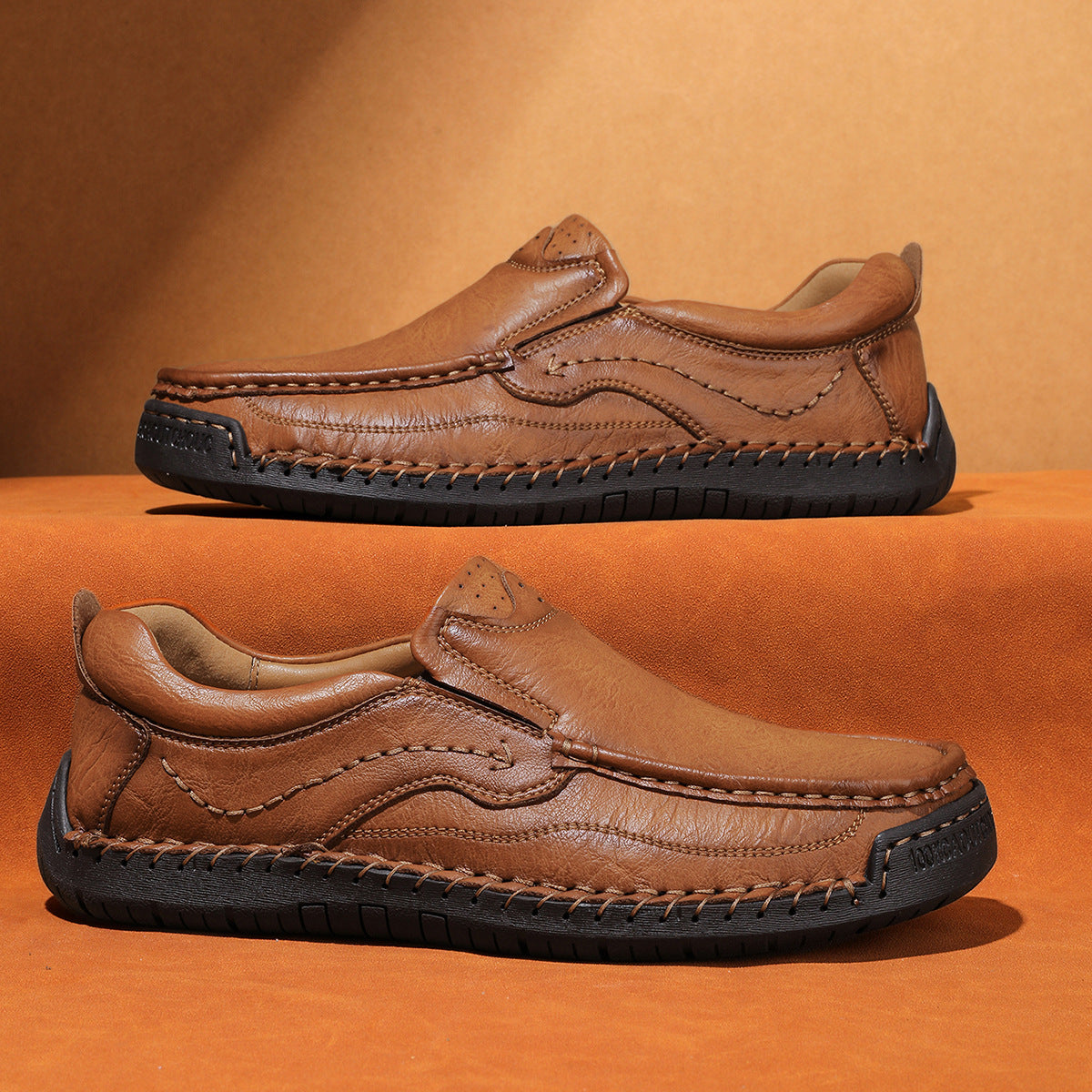 Herren Bequeme Leder Slipper mit atmungsaktiver Sohle R&B