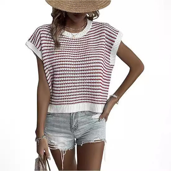Damen lässiges Strickoberteil mit modernem Muster und weitem Schnitt R&B
