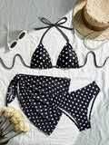 Damen Triangel-Bikini mit verspieltem Punktemuster und leichtem Cover-Up R&B