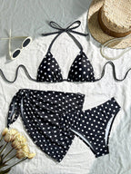 Damen Triangel-Bikini mit verspieltem Punktemuster und leichtem Cover-Up R&B