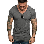 Herren V-Ausschnitt T-Shirt aus hochwertiger Baumwolle mit strukturierter Oberfläche