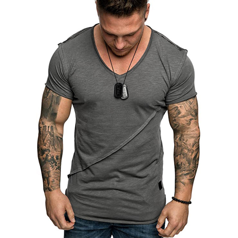 Herren V-Ausschnitt T-Shirt aus hochwertiger Baumwolle mit strukturierter Oberfläche