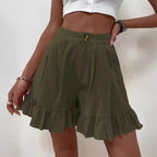 Damen Röhren-Shorts mit lässigem Rüschensaum und elastischem Bund R&B