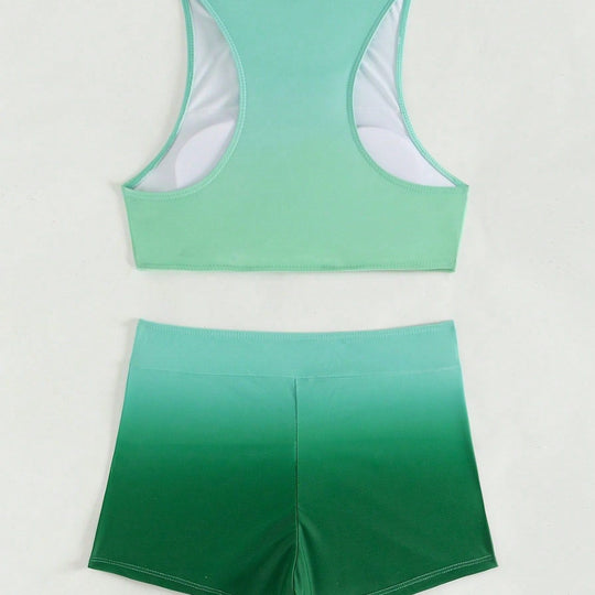 Damen Sportliches Crop-Top und Shorts-Set R&B