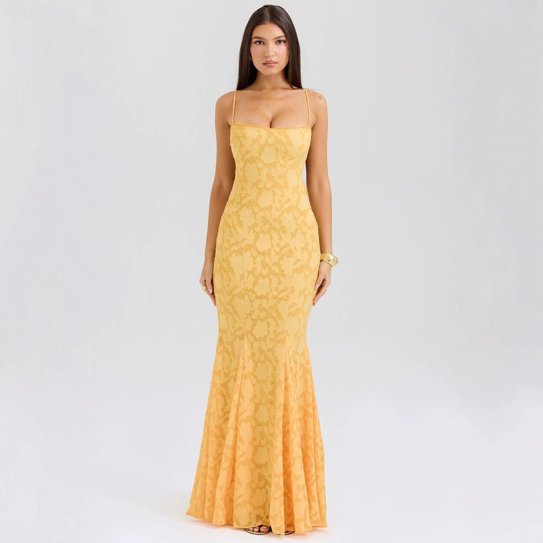 Damen elegantes Abendkleid mit floralem Spitzenmuster R&B