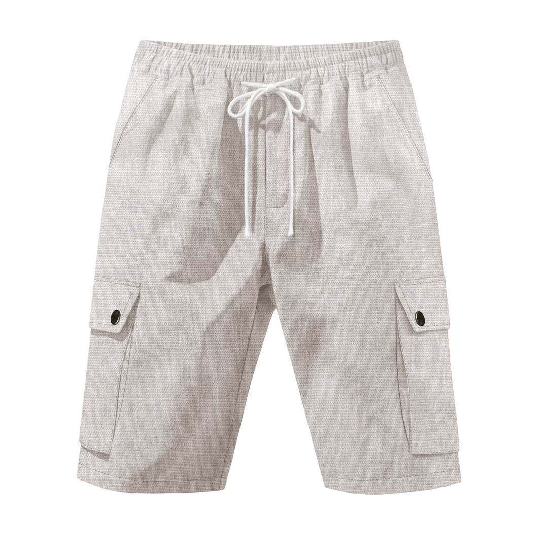 Herren nan utilitarische Cargo-Shorts mit Elastikbund, Tunnelzug und aufgesetzten Klappentaschen R&B