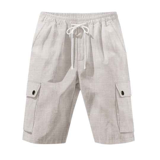 Herren nan utilitarische Cargo-Shorts mit Elastikbund, Tunnelzug und aufgesetzten Klappentaschen R&B