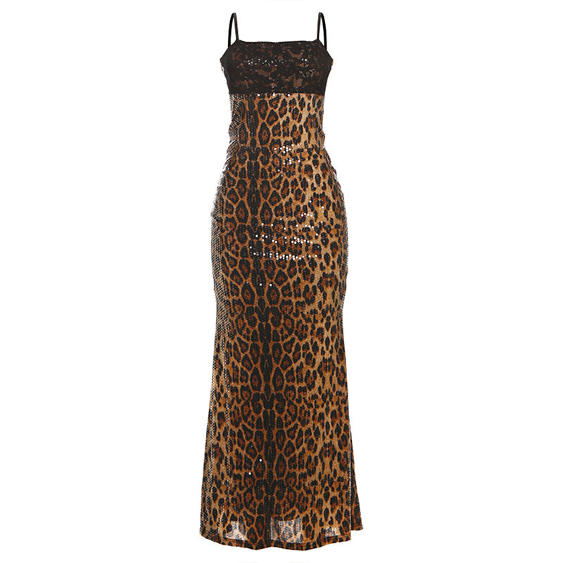Damen Glamouröses Maxikleid mit Spitzenoberteil und Paillettenverzierung R&B