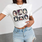Damen Crop-T-Shirt mit verspieltem Geistermotiv R&B