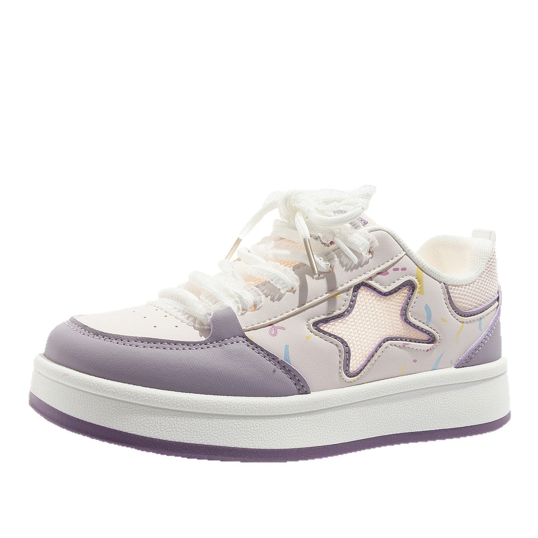 Damen Sportliche Freizeitsneaker mit verspieltem Sternenmotiv und atmungsaktiver Mesh-Textur R&B