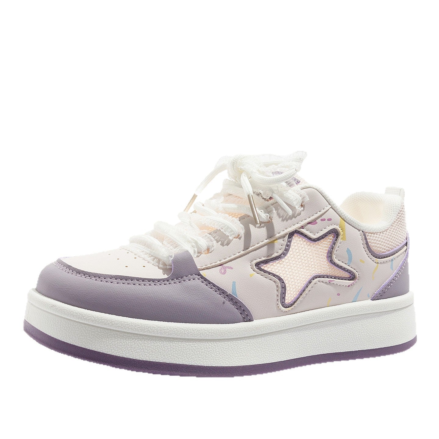 Damen Sportliche Freizeitsneaker mit verspieltem Sternenmotiv und atmungsaktiver Mesh-Textur