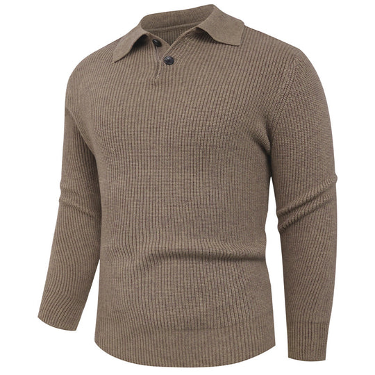 Herren Strickpullover mit modernem Polokragen und funktionalem Knopfverschluss R&B