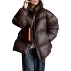 Damen Steppjacke im oversized Schnitt mit hohem Kragen und Taschen R&B