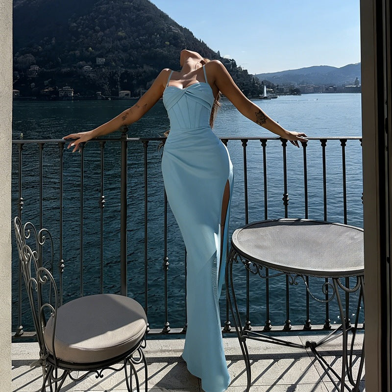 Damen Elegantes Abendkleid mit tiefem Schlitz und figurschmeichelndem Design R&B