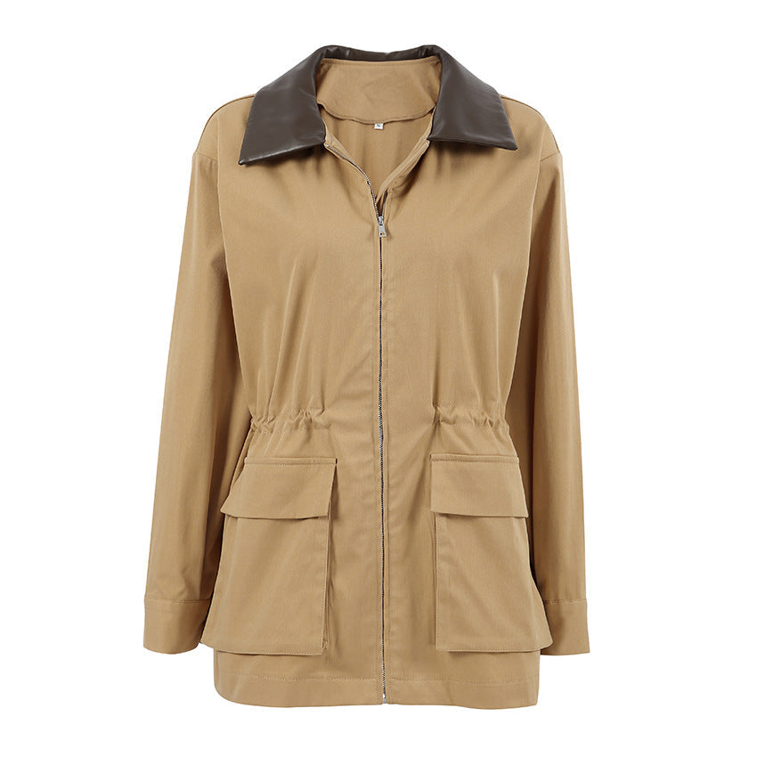 Damen Übergangsjacke im lässigen Oversized-Schnitt mit kontrastierendem Kragen R&B