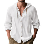 Herren lässige Kapuzenshirtjacke mit Knopfleiste und praktischen Taschen R&B