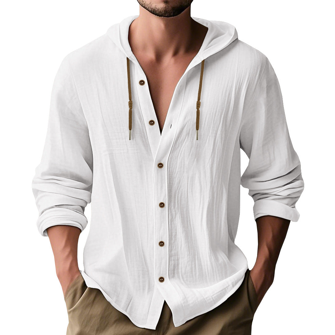 Herren lässige Kapuzenshirtjacke mit Knopfleiste und praktischen Taschen R&B