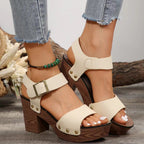 Damen Blockabsatz-Sandalen mit verstellbarem Riemen und eleganten Details
