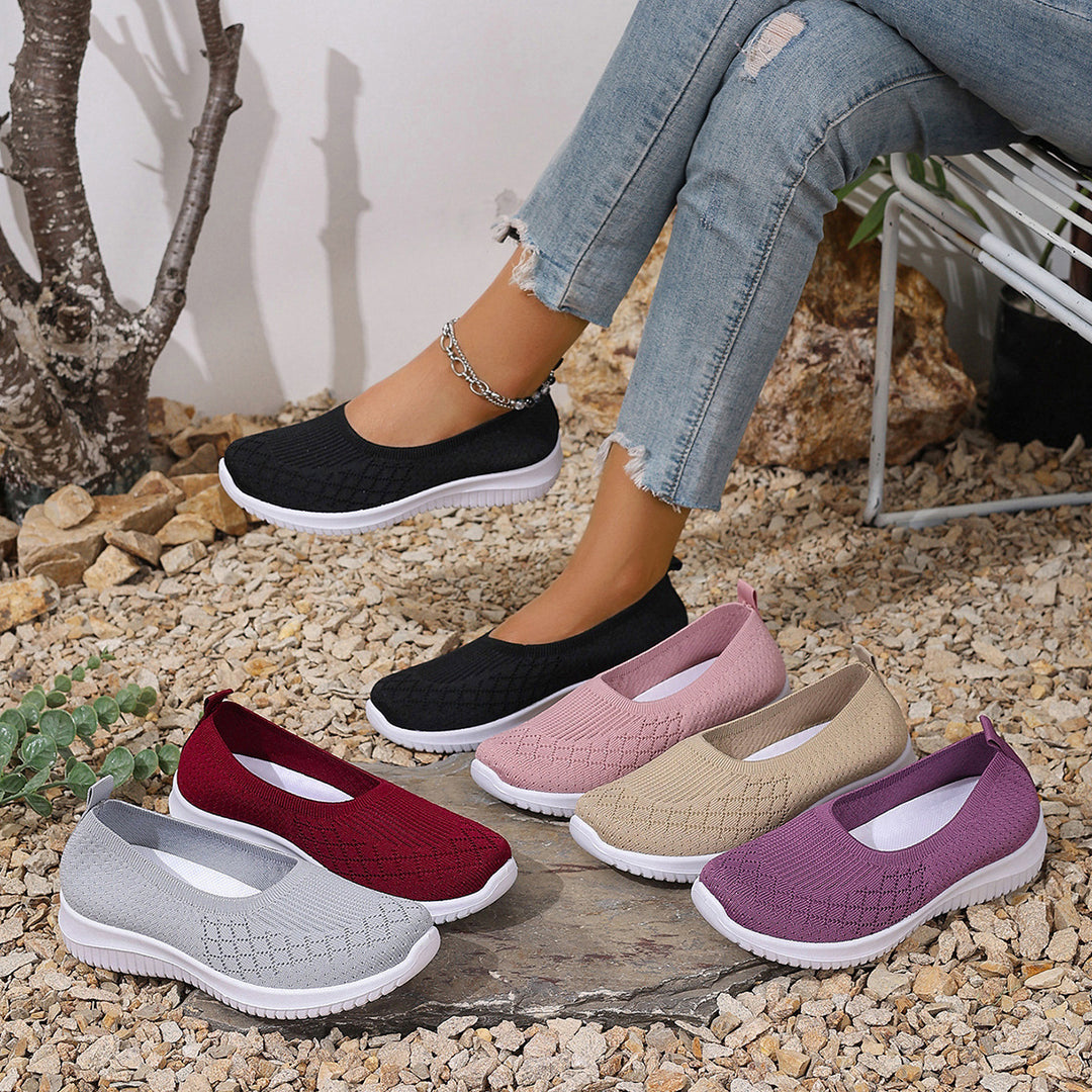 Damen Bequeme Strick-Sneaker mit elastischem Einstieg R&B
