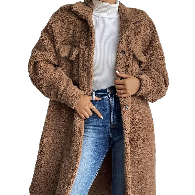 Damen Weiche und gemütliche Teddyjacke im Long-Format R&B