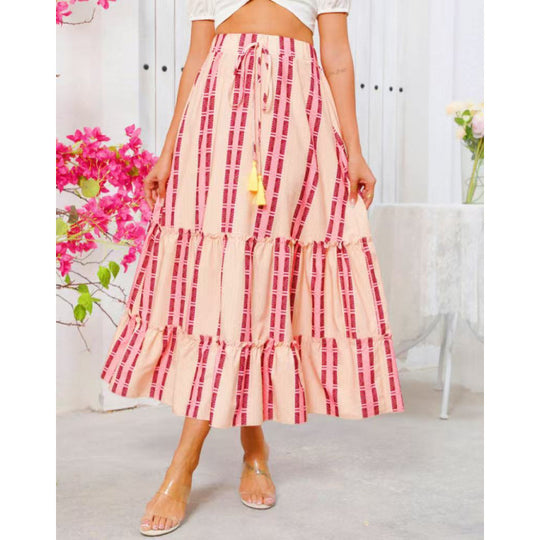 Damen Maxi-Rock mit voluminösen Rüschendetails und knöchellanger Passform R&B