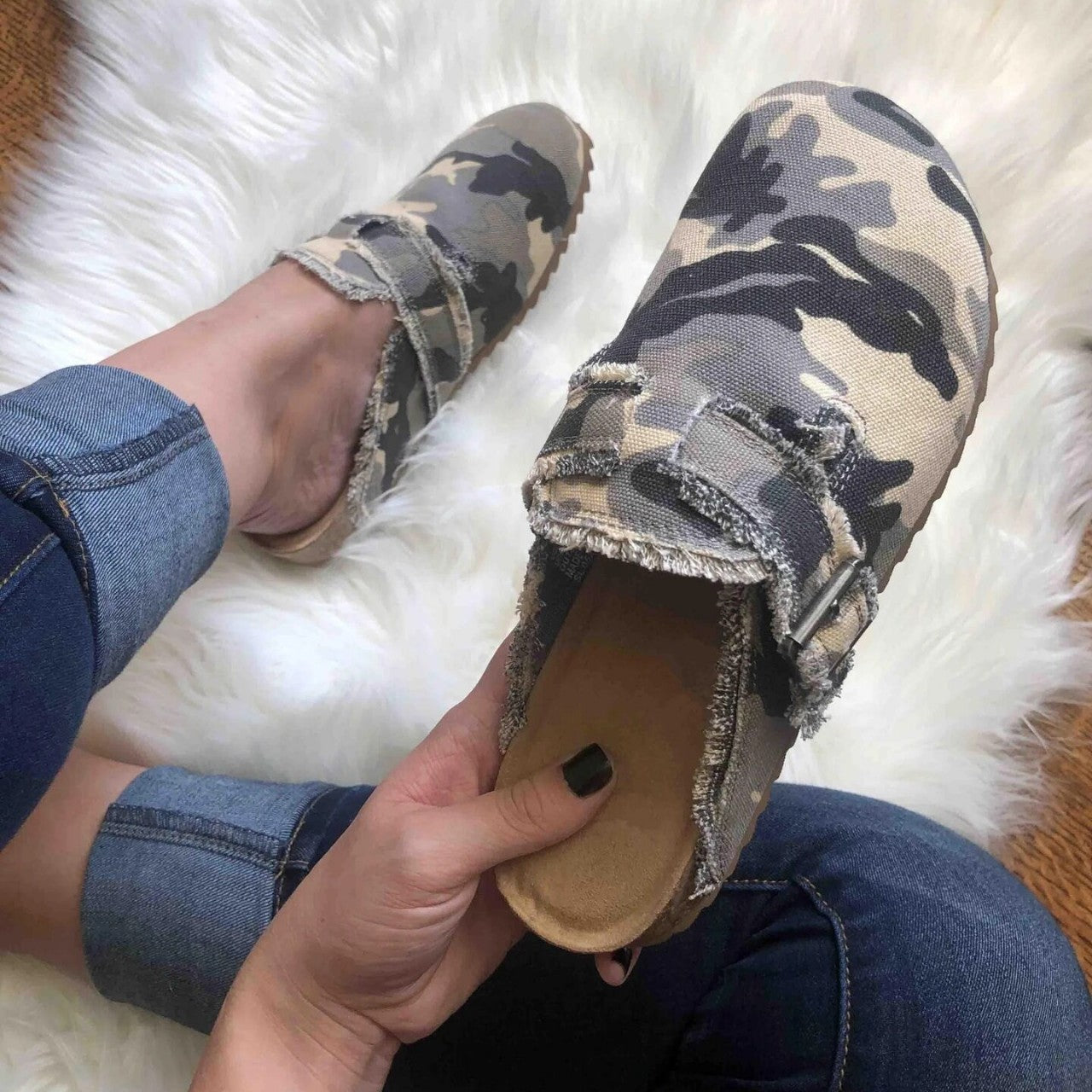 Damen Clogs mit lässigem Camouflage-Design und weichem Fußbett R&B