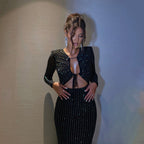 Damen Elegantes Maxikleid mit transparenten Ärmeln und Rüschendetails R&B