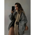 Damen coole Oversize-Jacke aus weichem Wollmix R&B