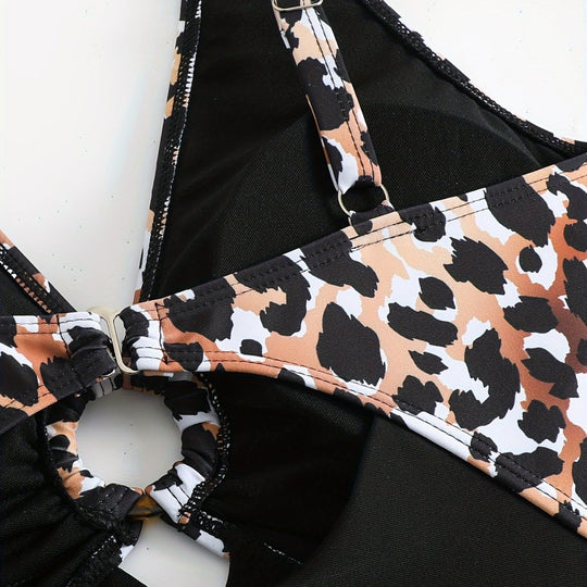 Damen Einteiliger Badeanzug mit Tiermuster R&B