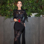 Damen Elegantes Spitzenkleid mit langem Arm und raffinierter Drapierung R&B