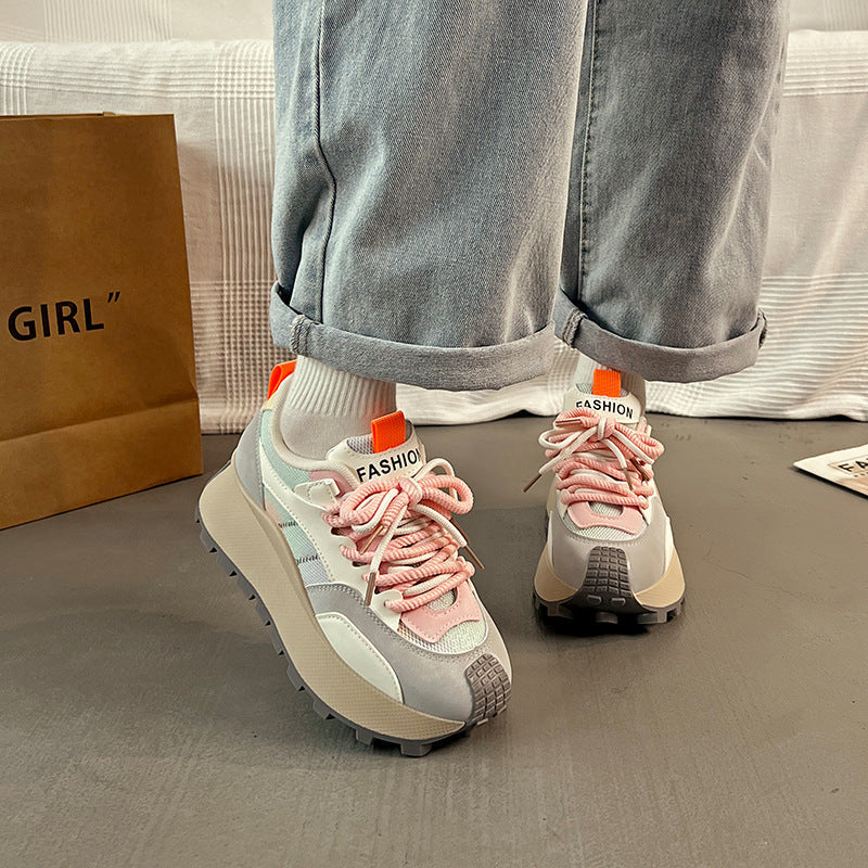 Damen Überdimensionale Plateau Sneakers mit stilvollem Farbverlauf und rutschfester Sohle R&B