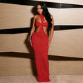 Damen Figurschmeichelndes Maxi-Kleid mit tiefem Ausschnitt und Raffungen R&B