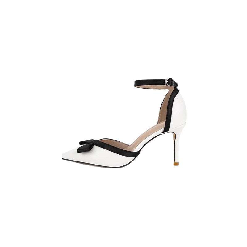 Damen elegante Slingback High Heel Pumps mit zarter Schleifenverzierung R&B