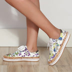 Damen farbenfrohe Sneaker mit Kork-Außensohle und floralem Design R&B