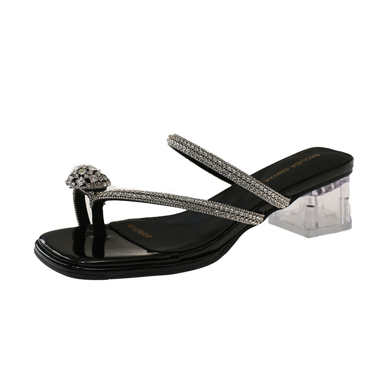 Damen Elegante Riemchen-Sandalen mit funkelndem Blockabsatz R&B