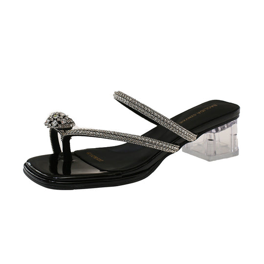 Damen Elegante Riemchen-Sandalen mit funkelndem Blockabsatz R&B