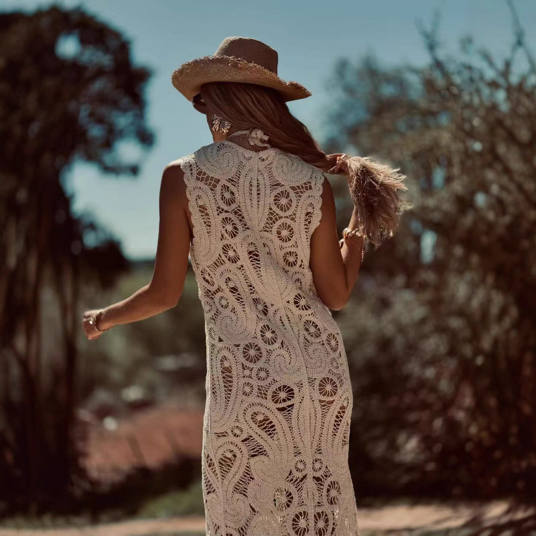 Damen Häkel-Überwurfkleid mit seitlichem Schlitz R&B