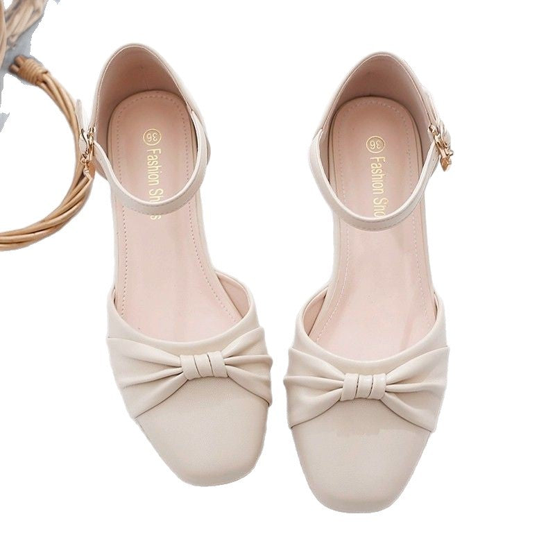 Damen Elegante Ballerinas mit praktischem Riemchen und dekorativem Knoten