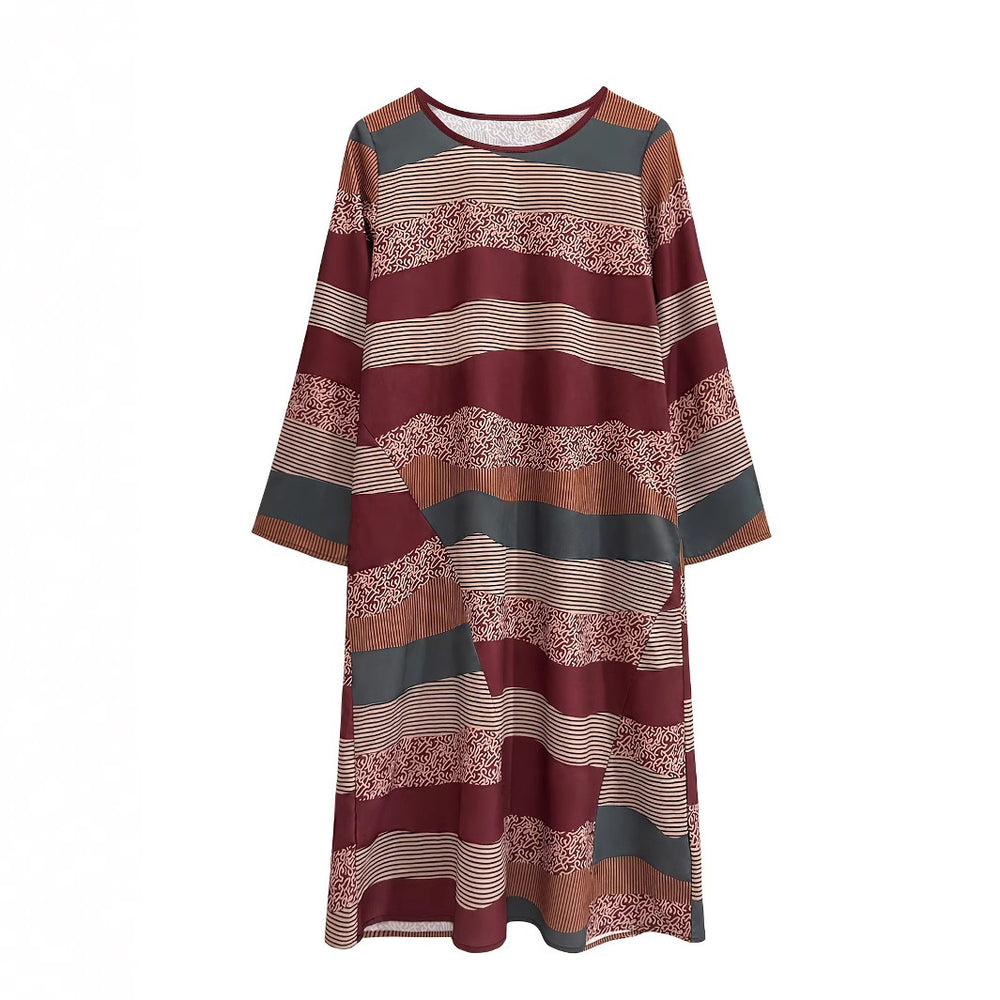 Damen lässiges Maxikleid mit modernem Streifen-Design und bequemem Schnitt R&B